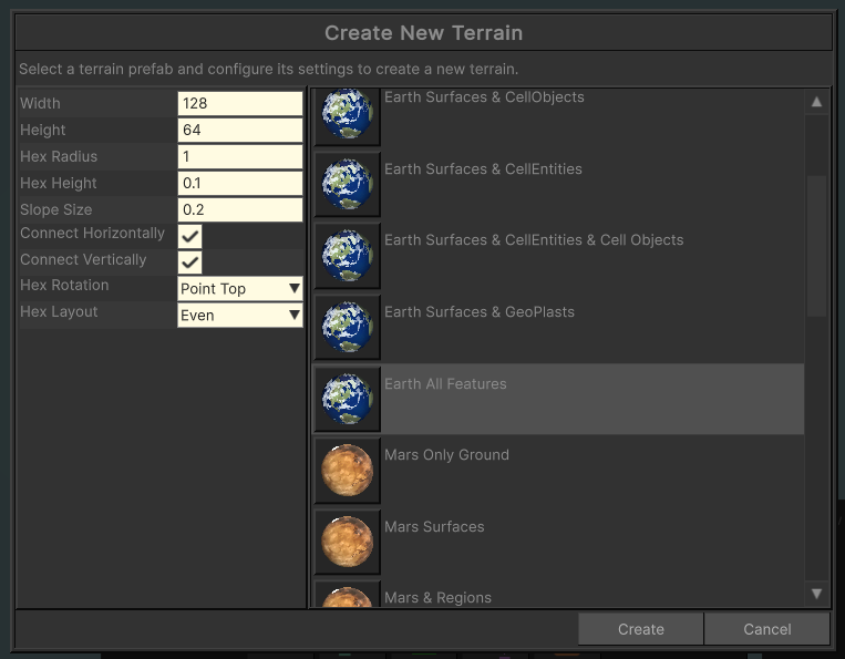 Create Terrain Popup