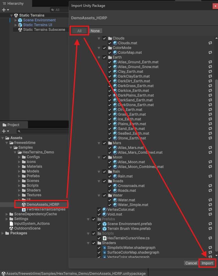 Install HDRP Assets