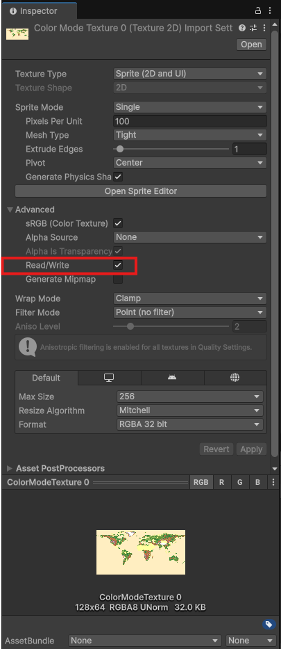 Enable Read/Write for Textures